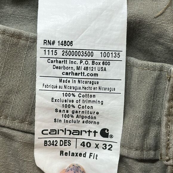 Carhartt Double Knee Cargo Pants Mens 40x32 Brown Ripstop B342 DES - Picture 8 of 9